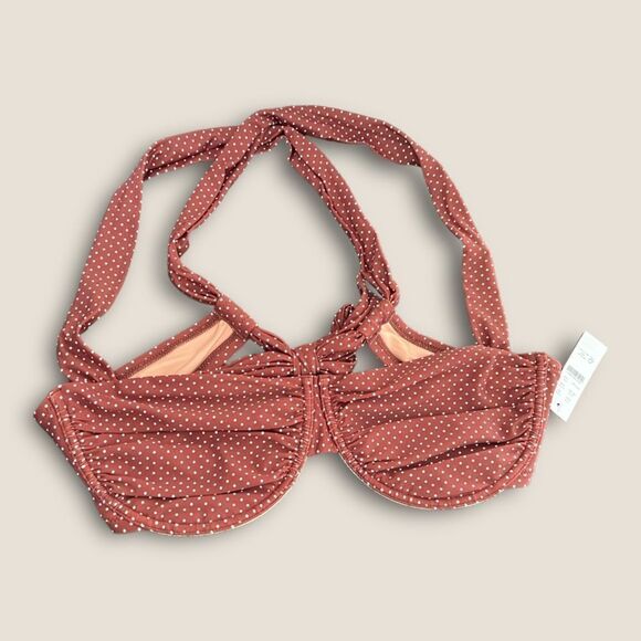 Brown polka dots bikini top size 42D - Picture 2 of 6